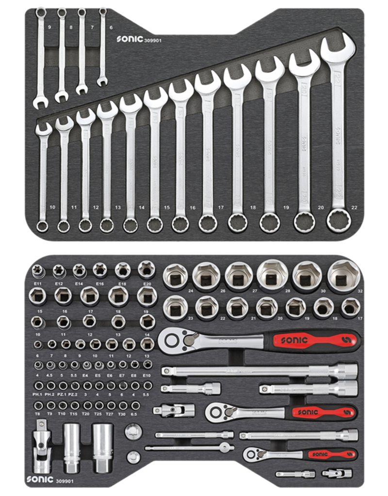 Sonic Doppenset 1/4'', 3/8'' &1/2'', 99-dlg. BMCS