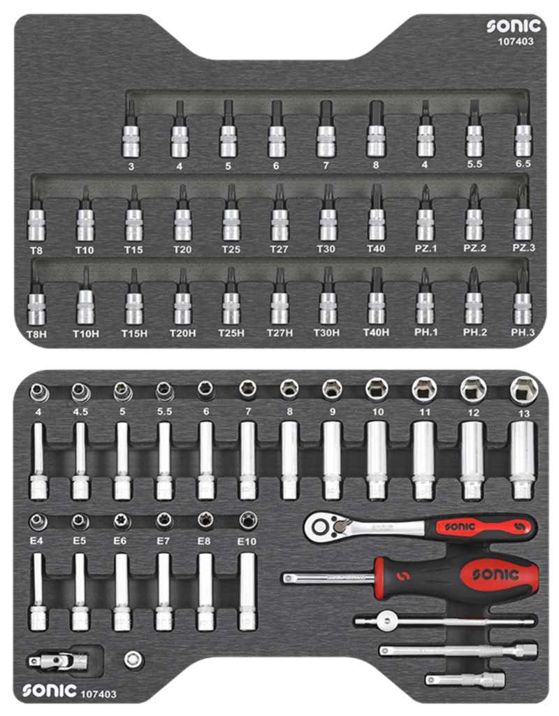 Sonic Doppenset 1/4'', 74-dlg. BMCS