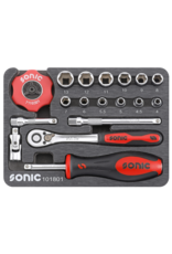 Sonic Doppenset 1/4'', 18-dlg. in metalen koffer