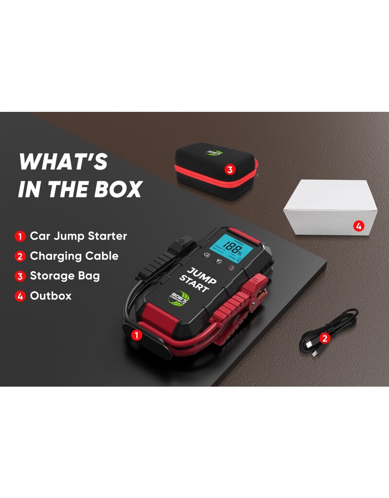 Jumpstart & Professionele start booster 12V 2000 amp piek