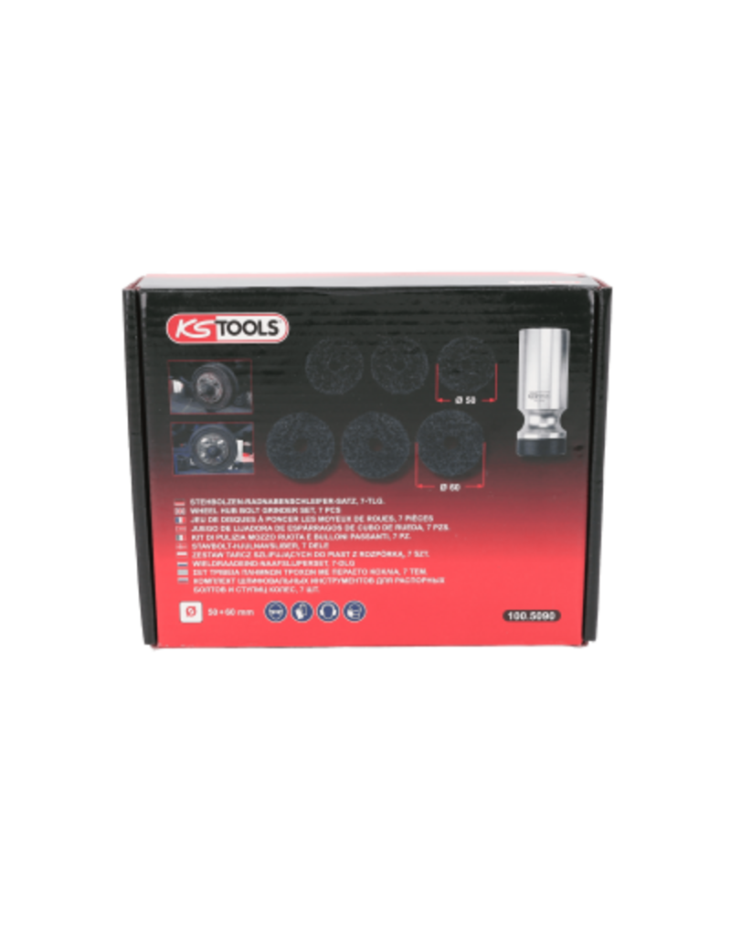 KS TOOLS Wieldraadeind-naafslijperset, Ø 50 / 60 mm, 7-dlg - 100.5090