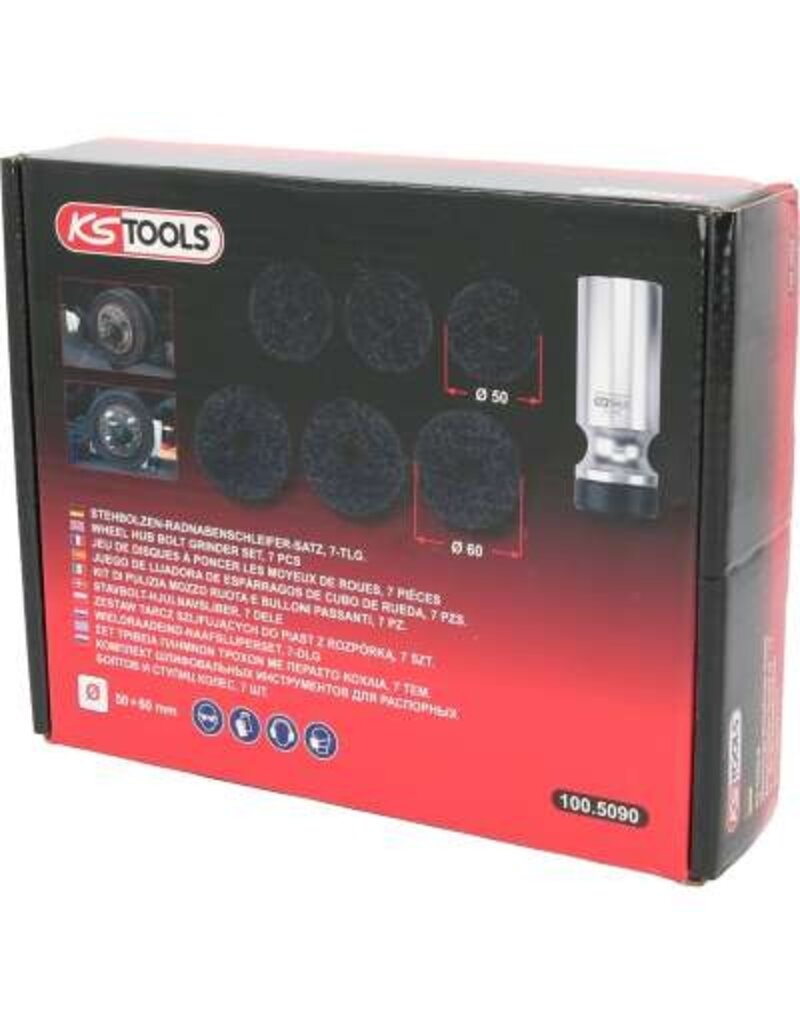 KS TOOLS Wieldraadeind-naafslijperset, Ø 50 / 60 mm, 7-dlg - 100.5090