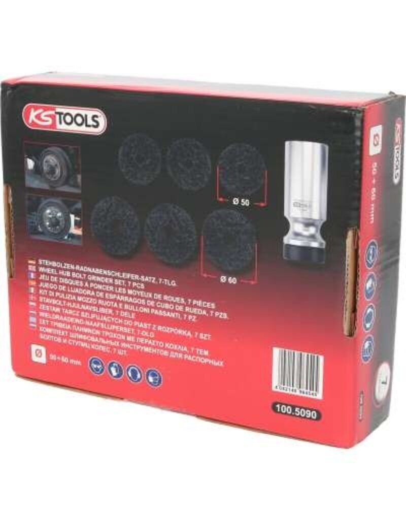 KS TOOLS Wieldraadeind-naafslijperset, Ø 50 / 60 mm, 7-dlg - 100.5090