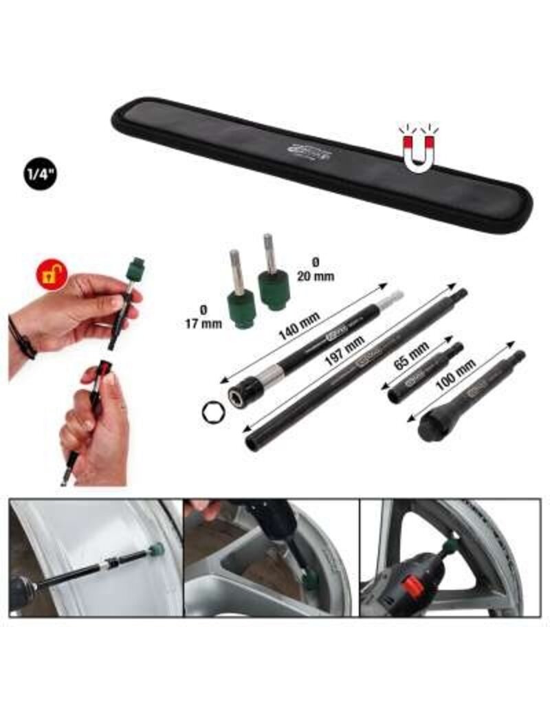 KS TOOLS Ventielzitting-reinigingsgereedschapset voor aluminiumvelgen 7-dlg - 100.5100