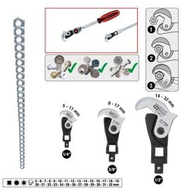 KS TOOLS 1/4" + 3/8" + 1/2" multifunctionele sleutelset, 3-dlg - 114.0060