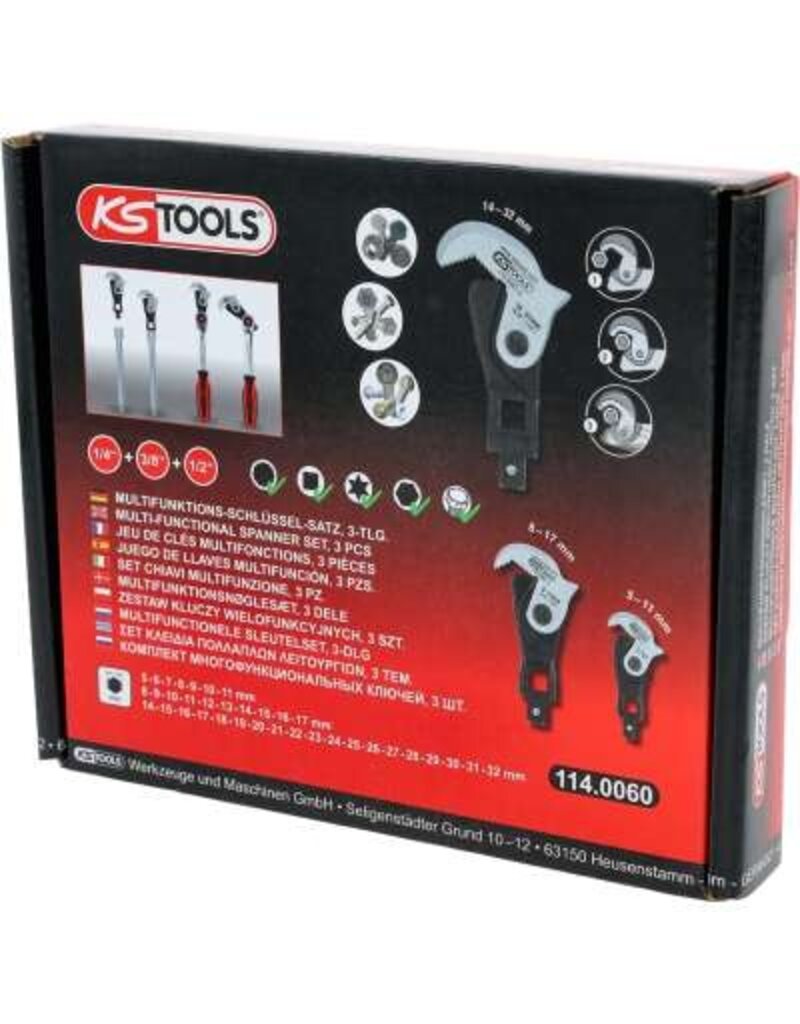 KS TOOLS 1/4" + 3/8" + 1/2" multifunctionele sleutelset, 3-dlg - 114.0060