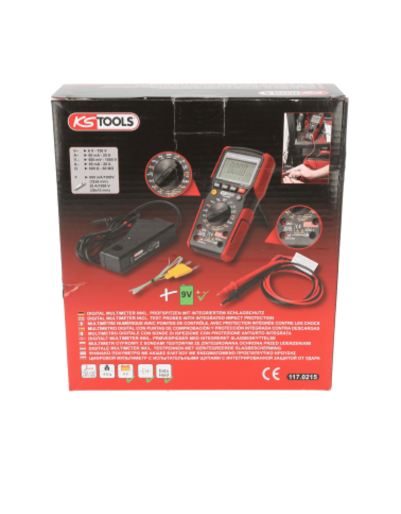 KS TOOLS Digitale multimeter incl. testpennen met geïntegreerde slagbescherming - 117.0215