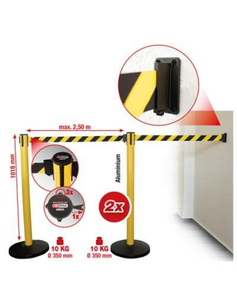 KS TOOLS Afzetpaal, treklint zwart-geel - 117.1555