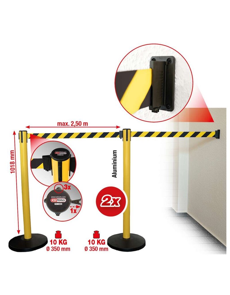 KS TOOLS Afzetpaal, treklint zwart-geel - 117.1555