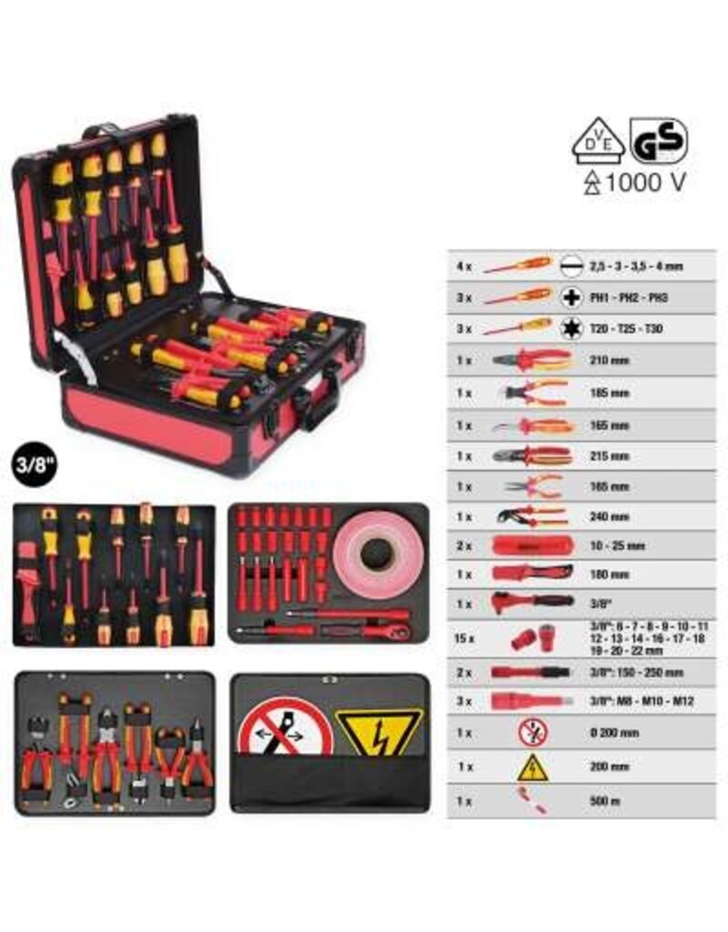 KS TOOLS Geïsoleerde gereedschapsset voor hybride- en elektrische voertuigen, 43-dlg - 117.1890