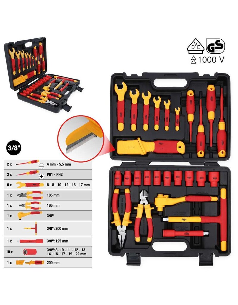 KS TOOLS Geïsoleerde gereedschapsset voor hybride- en elektrische voertuigen, 26-dlg - 117.1895