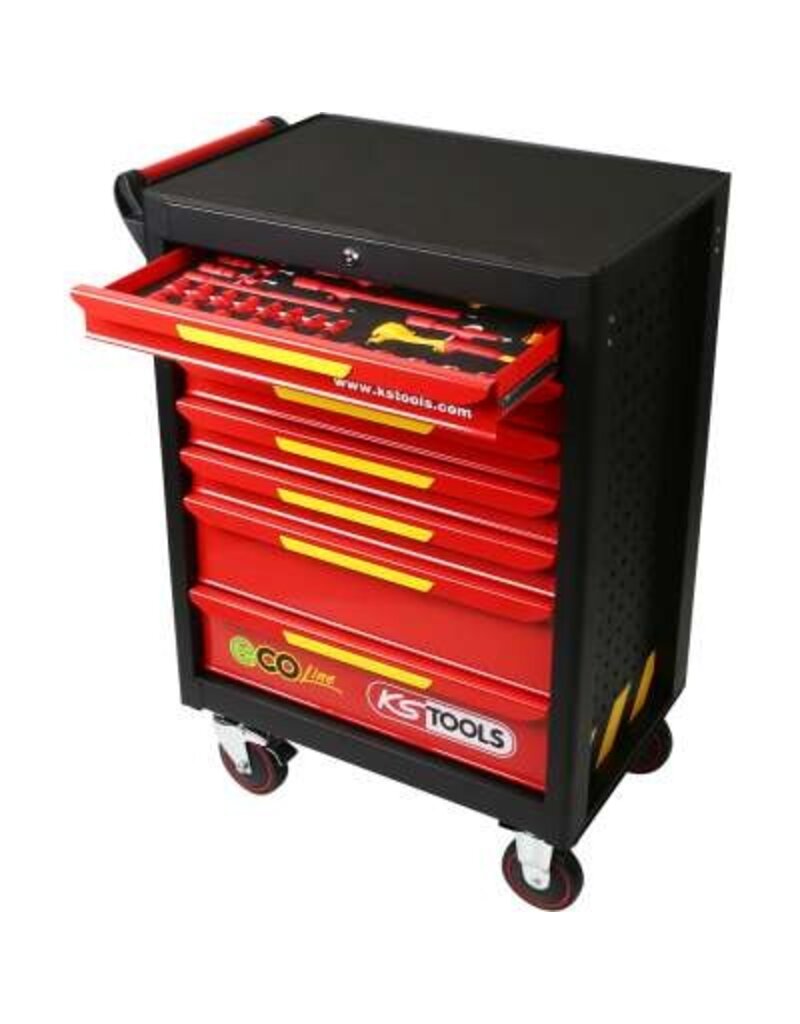 KS TOOLS ECOline gereedschapwagen met 42 geïsoleerde gereedschappen voor hybride- en elektrische voertuigen - 117.6144