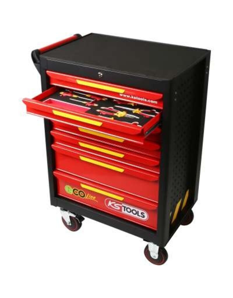 KS TOOLS ECOline gereedschapwagen met 42 geïsoleerde gereedschappen voor hybride- en elektrische voertuigen - 117.6144
