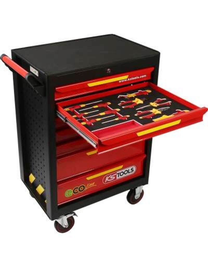 KS TOOLS ECOline gereedschapwagen met 42 geïsoleerde gereedschappen voor hybride- en elektrische voertuigen - 117.6144