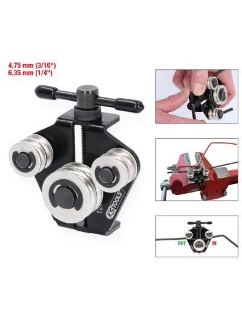 KS TOOLS Remleidingrichtgereedschap / -buiggereedschap Ø 4,75 mm (3/16") + 6,35 mm (1/4") - 120.1004