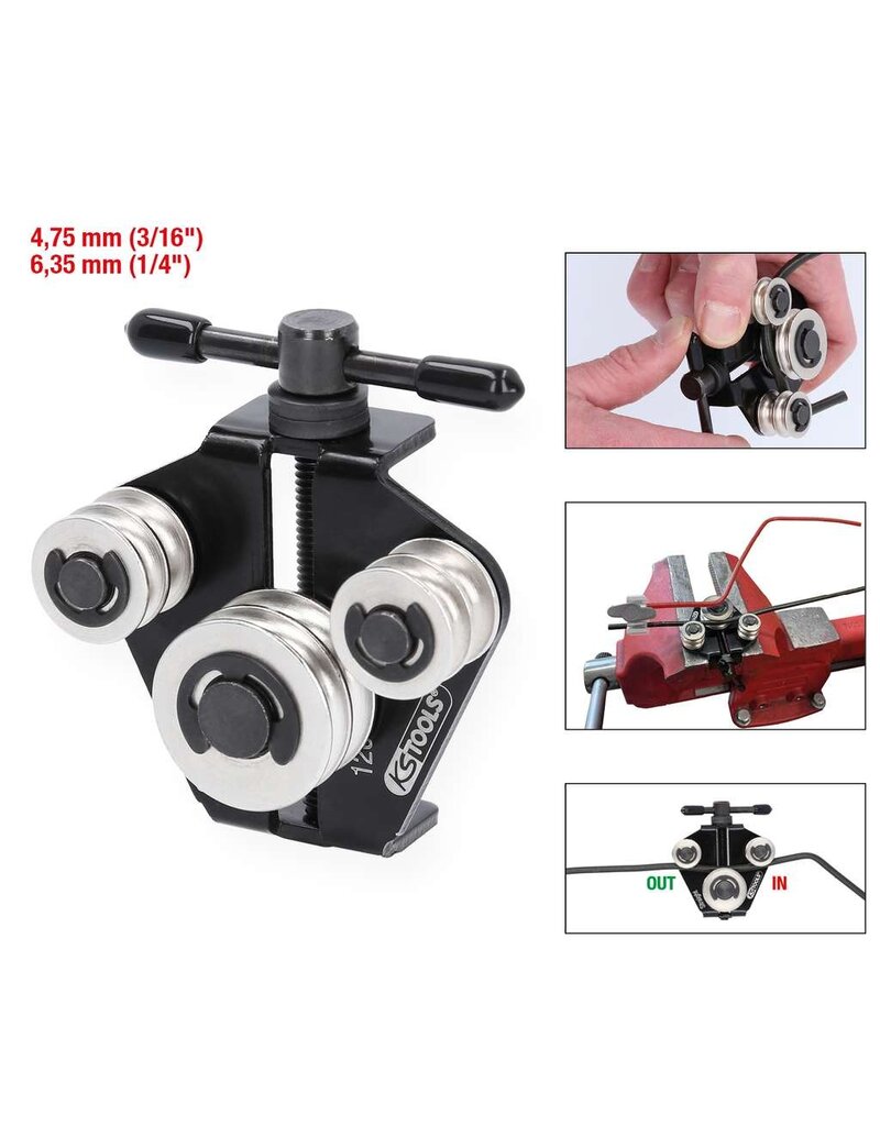 KS TOOLS Remleidingrichtgereedschap / -buiggereedschap Ø 4,75 mm (3/16") + 6,35 mm (1/4") - 120.1004