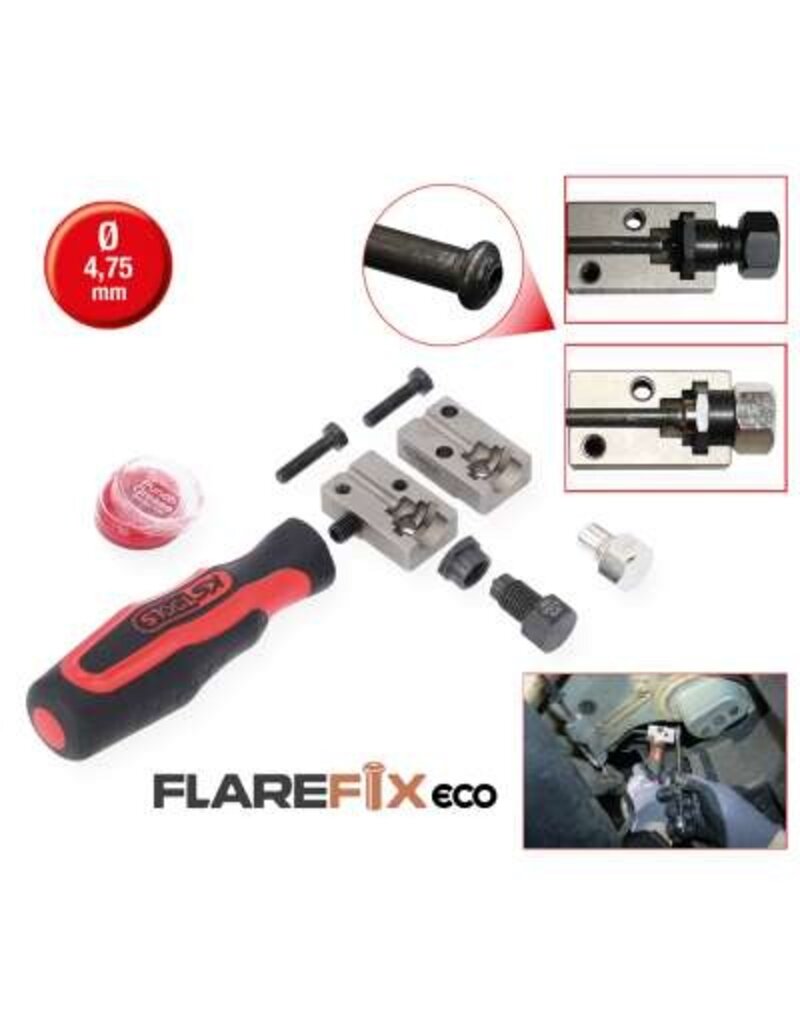 KS TOOLS FLAREFIXeco 4,75 mm universeel remleiding-felsapparaatset, 4-dlg - 122.1215