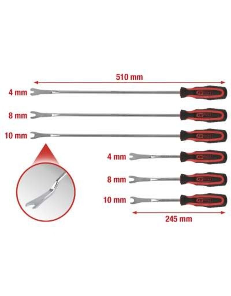 KS TOOLS Clip-verwijderset, 6-dlg - 140.2370