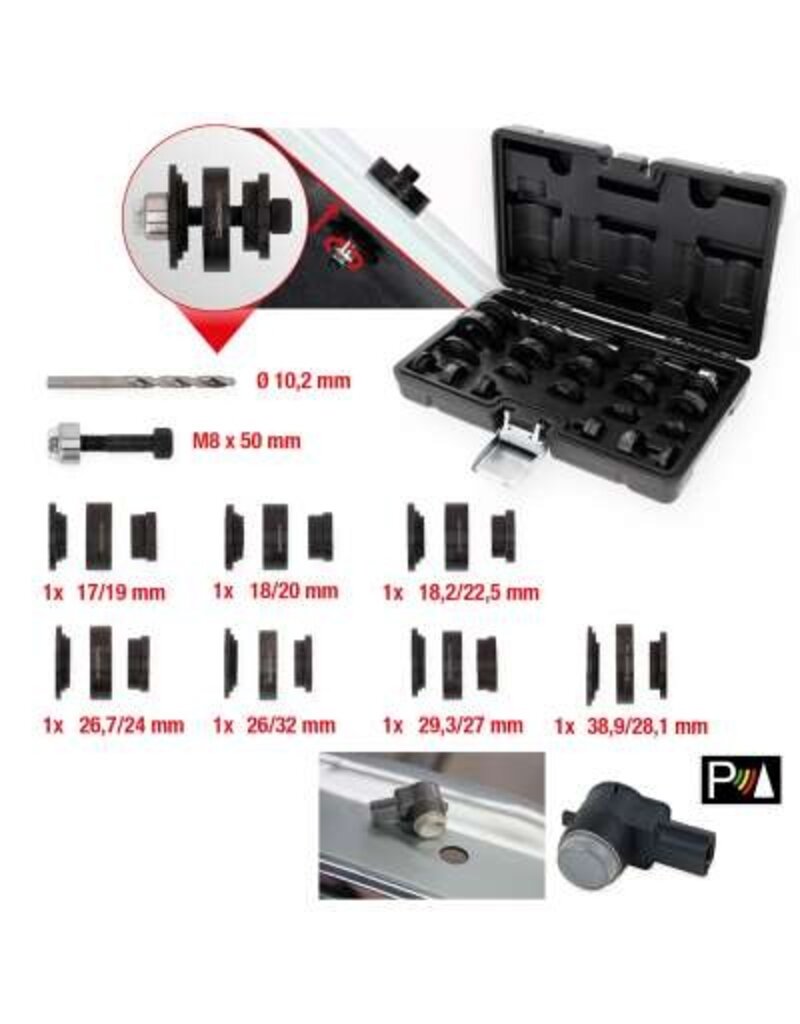 KS TOOLS Set gatponsen voor PDC-sensoren,23-dlg - 140.2650