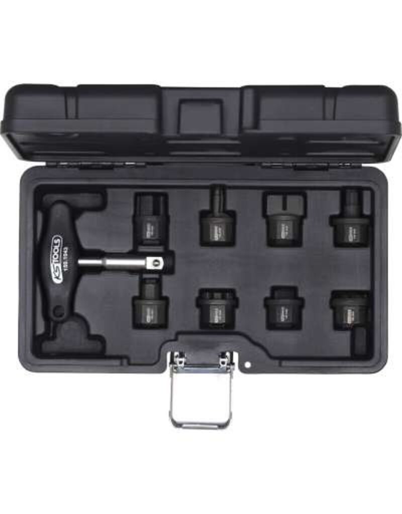 KS TOOLS speciale 3/8" olieverversingsprofielset voor kunststof olieaftappluggen, 9-dlg - 150.1040