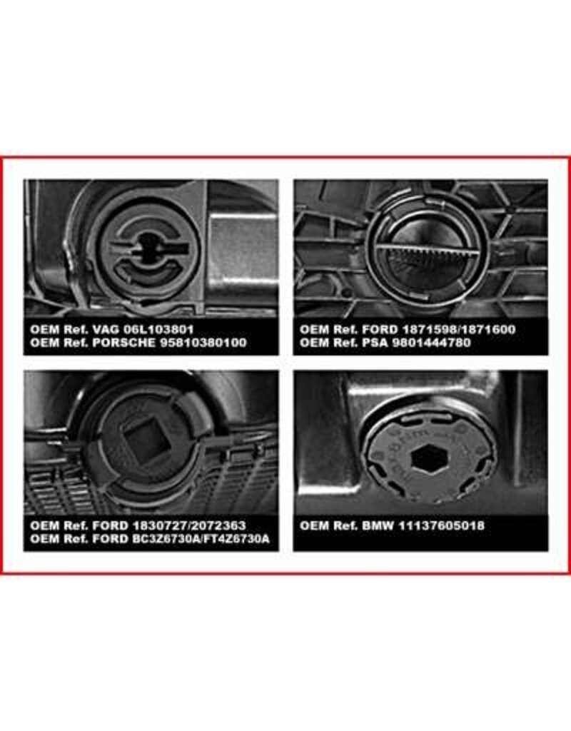 KS TOOLS speciale 3/8" olieverversingsprofielset voor kunststof olieaftappluggen, 9-dlg - 150.1040