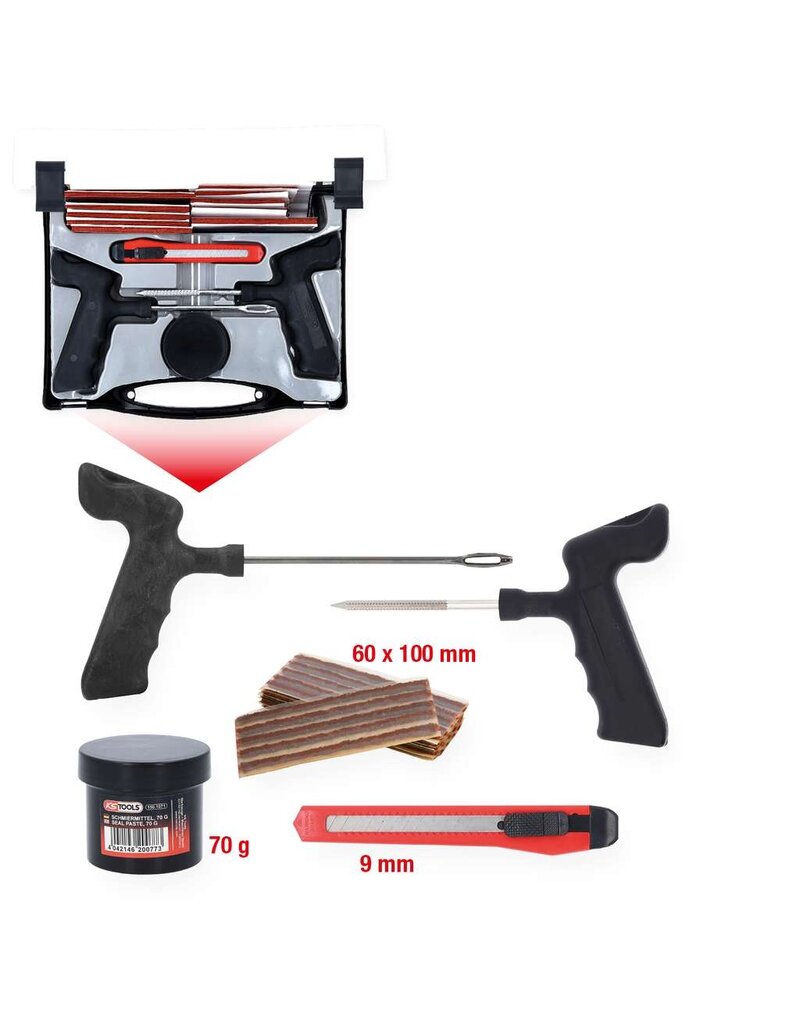 KS TOOLS Bandvulkaniseerset voor motorvoertuigen, 5-dlg, 100 mm draden - 150.1070