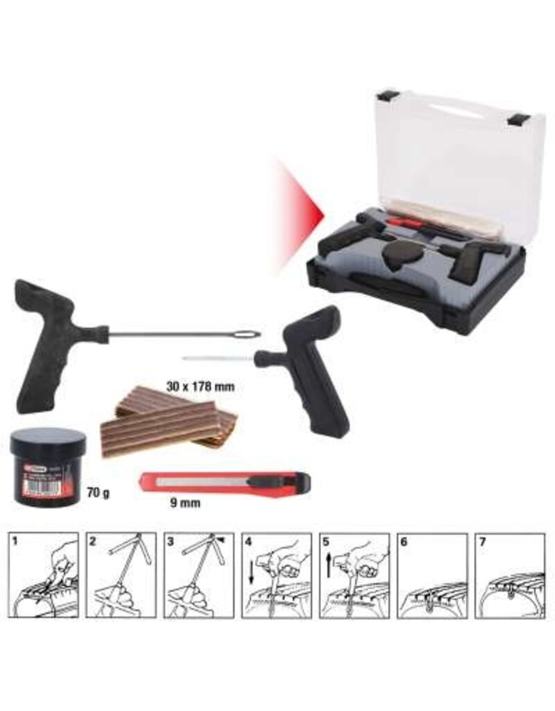 KS TOOLS Bandvulkaniseerset voor vrachtwagens, 5-dlg, 178 mm draden - 150.1080