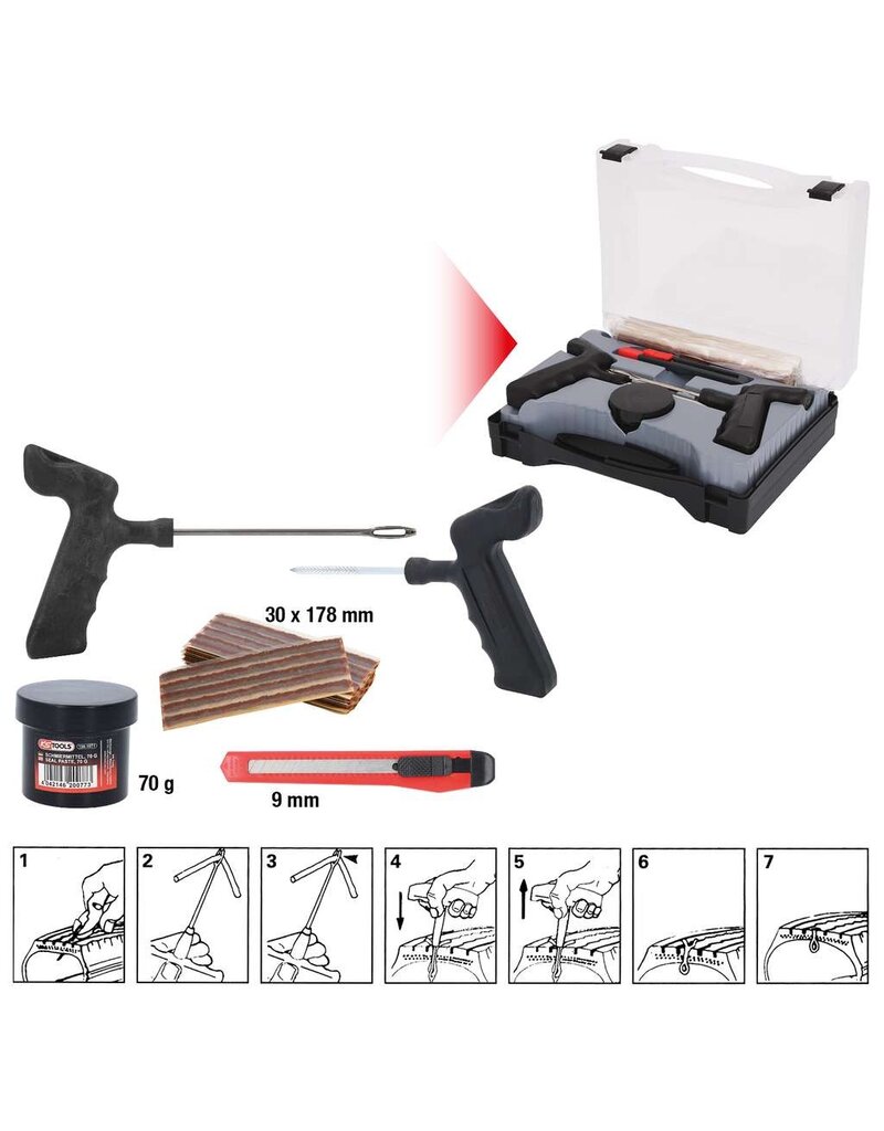 KS TOOLS Bandvulkaniseerset voor vrachtwagens, 5-dlg, 178 mm draden - 150.1080