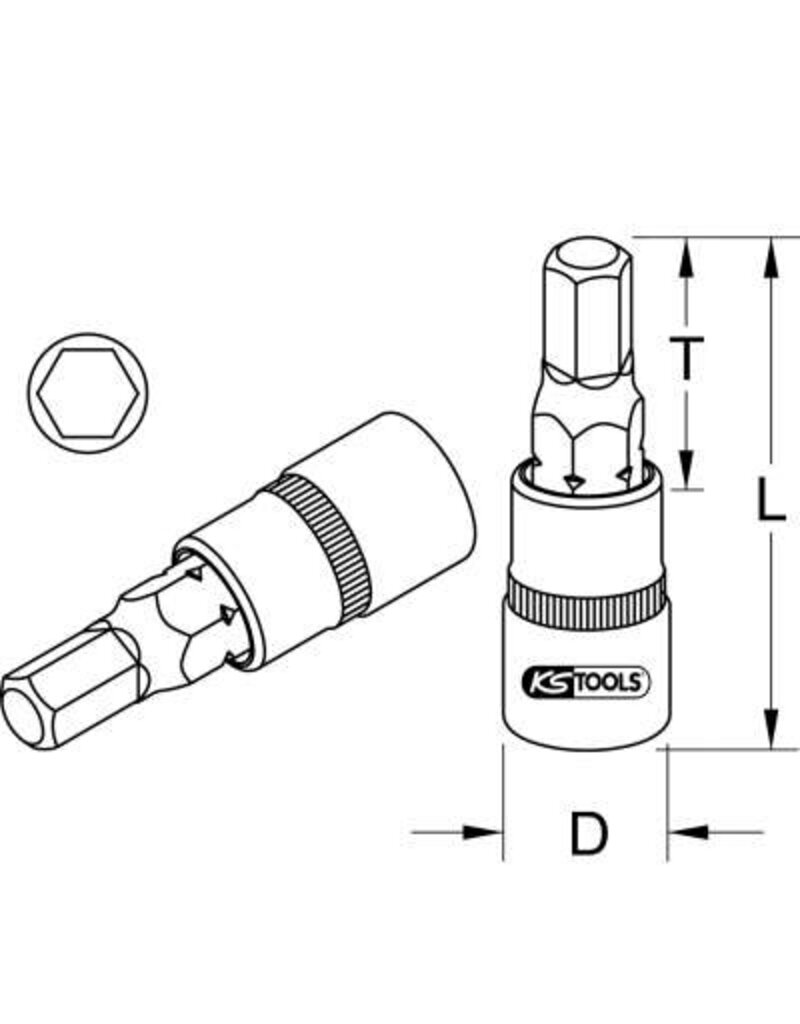 KS TOOLS 1/2" Bit-dopsleutel binnenzeskant voor HV batterijbevestigingen voor VAG, 16mm - 150.1301
