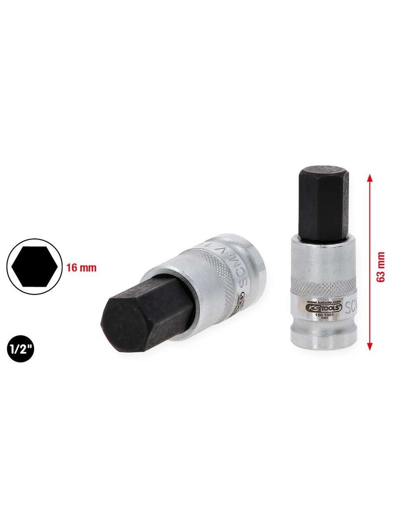 KS TOOLS 1/2" Bit-dopsleutel binnenzeskant voor HV batterijbevestigingen voor VAG, 16mm - 150.1301