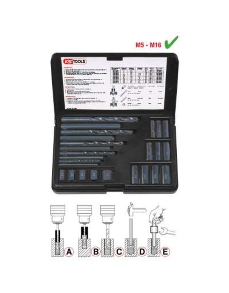 KS TOOLS Schroefdraad-uitdraaiset, 25-dlg - 150.1305