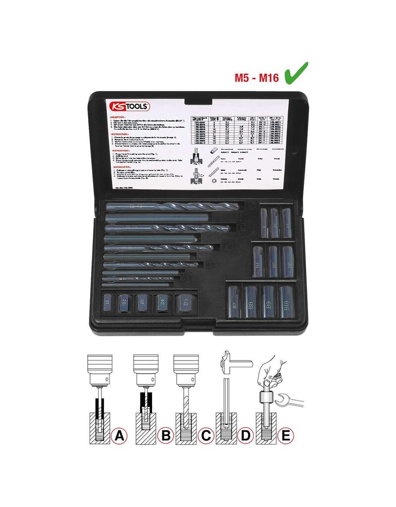 KS TOOLS Schroefdraad-uitdraaiset, 25-dlg - 150.1305