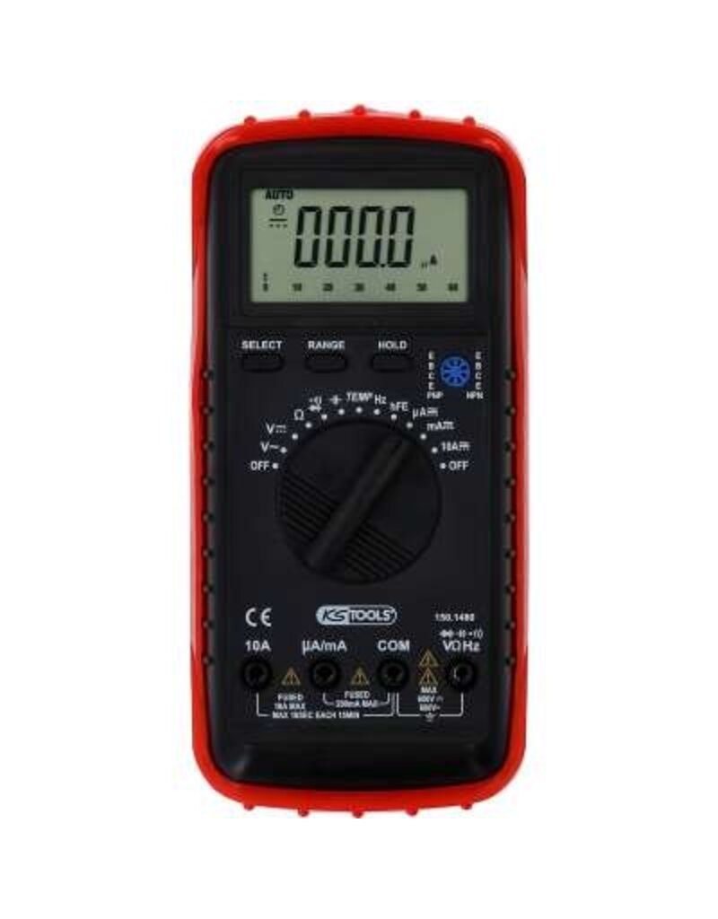 KS TOOLS digitale multimeter inclusief testpennen en krokodillenklemmen - 150.1480