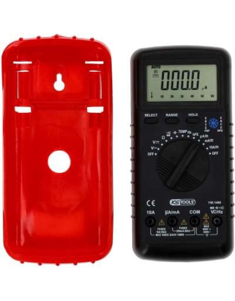 KS TOOLS digitale multimeter inclusief testpennen en krokodillenklemmen - 150.1480