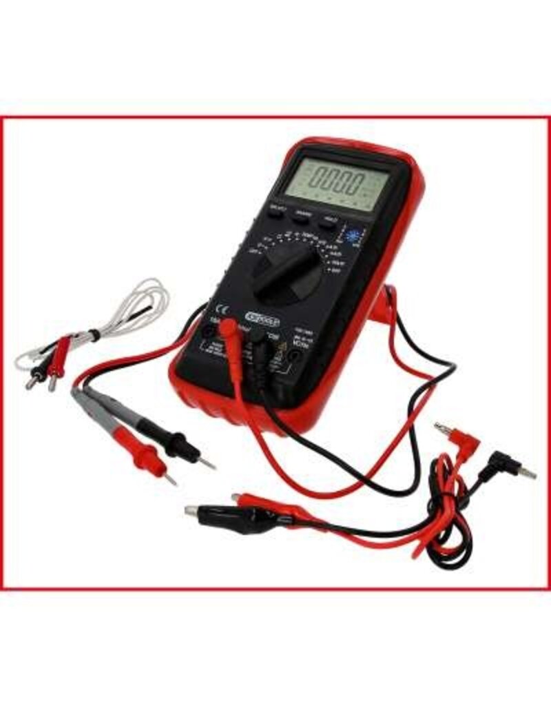 KS TOOLS digitale multimeter inclusief testpennen en krokodillenklemmen - 150.1480