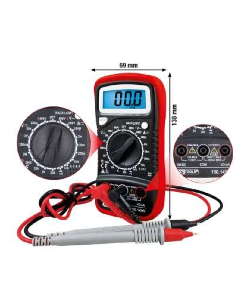 KS TOOLS Digitale multimeter incl. testpennen - 150.1495
