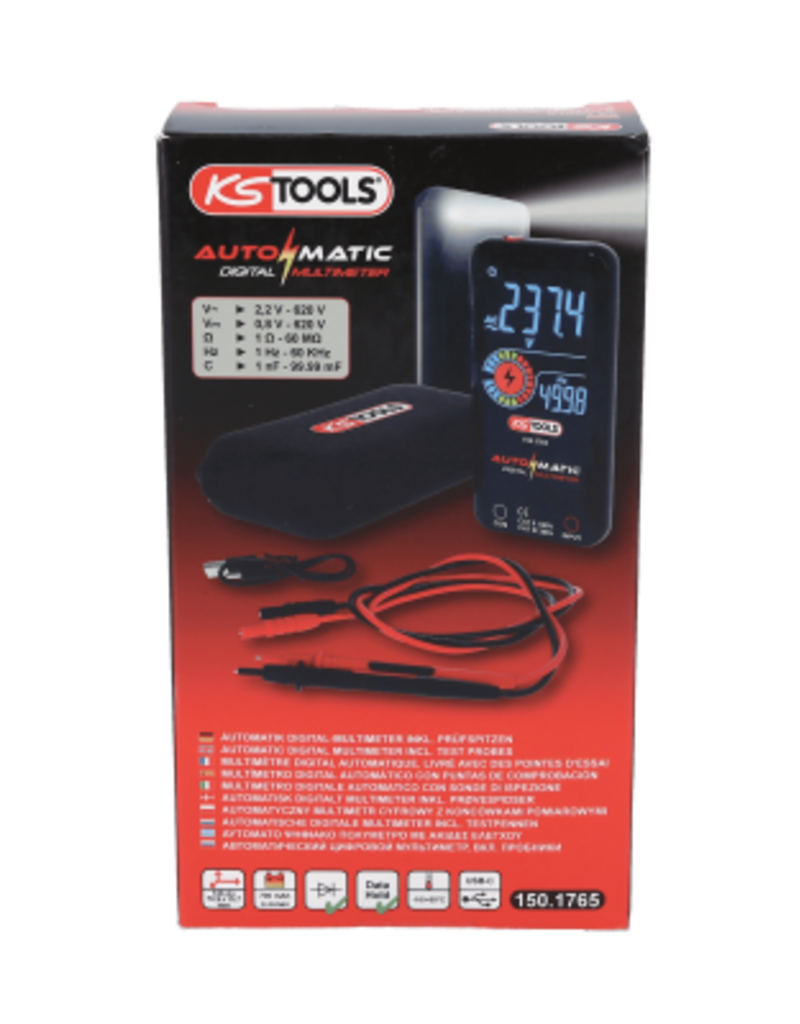 KS TOOLS Automatische digitale multimeter incl. testpennen - 150.1765