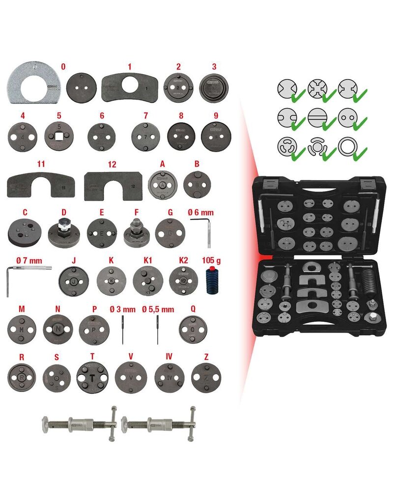 KS TOOLS Remzuiger-terugstel-gereedschapset, 41-dlg - 150.1970