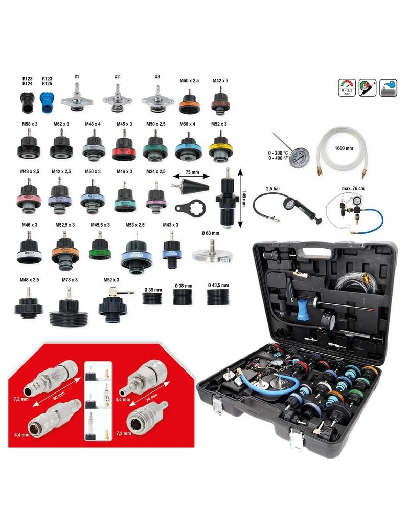 KS TOOLS Master Koelsysteem-test en serviceset, 40-dlg - 150.2300