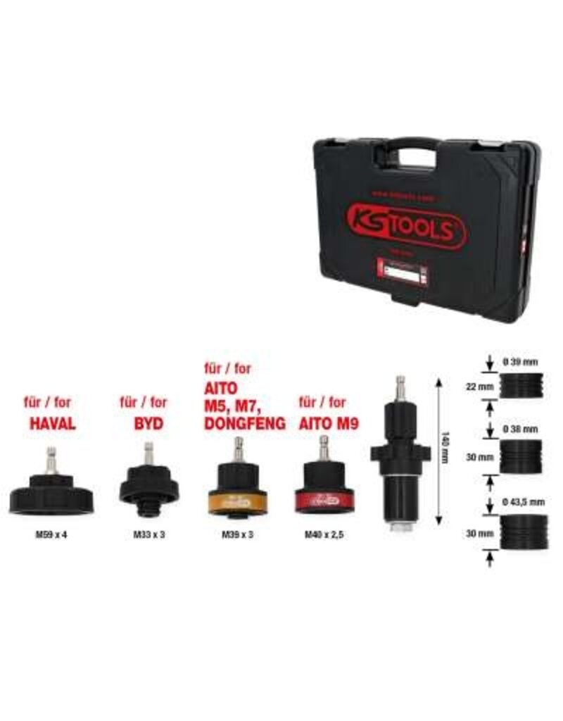 KS TOOLS Koelsysteemadapterset, 8-dlg, voor Aziatische voertuigen - 150.2330