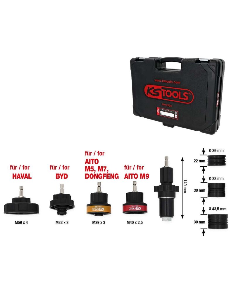 KS TOOLS Koelsysteemadapterset, 8-dlg, voor Aziatische voertuigen - 150.2330