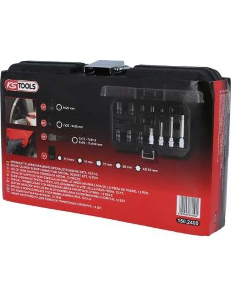 KS TOOLS Speciale dopsleutelset voor remklauwbouten, 12-dlg - 150.2400