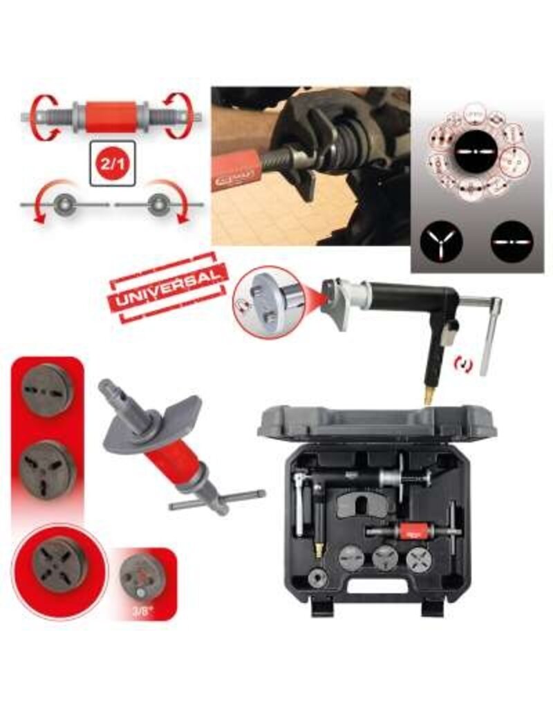 KS TOOLS Universele gereedschapsset voor terugstellen van remzuigers, 8-dlg - 150.2440