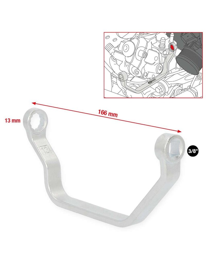 KS TOOLS Speciale dopsleutel voor aanzuigbuis-schroefverbindingen voor VAG, 13 mm - 150.2518