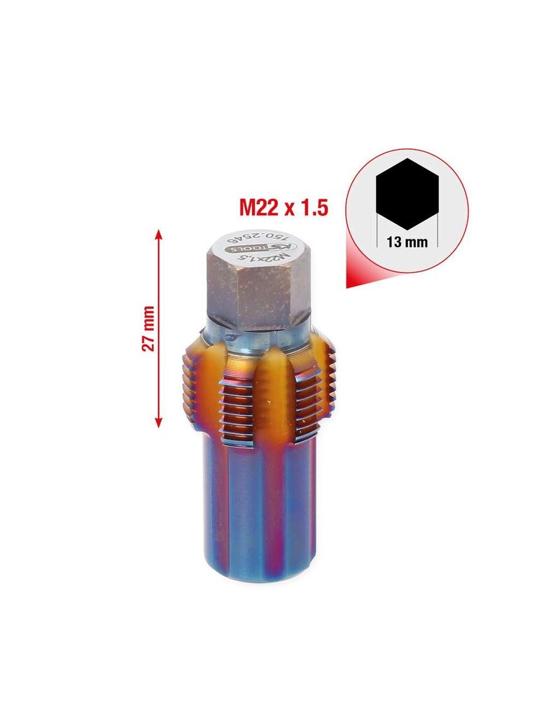 KS TOOLS Schroefdraadtap met geleidepen voor roetfiltersonden, M22 x 1,5 - 150.2546