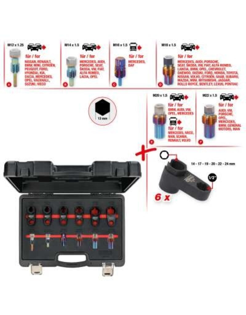 KS TOOLS Master-reparatiegereedschapsset voor uitlaatgassonden, 12-dlg - 150.2550
