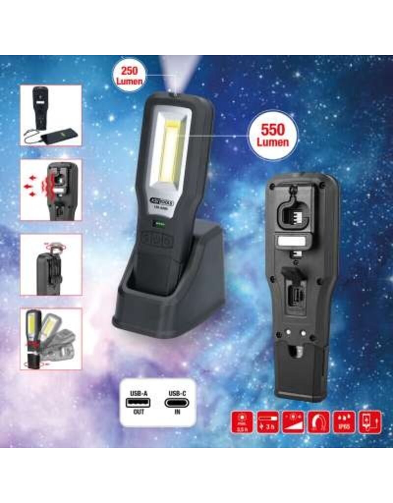 KS TOOLS UltimateBEAM Mobiele werkplaatslamp, knikbaar, 550 lumen - 150.4490