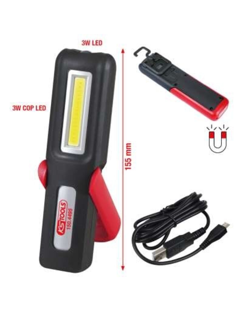 KS TOOLS UltimateBEAM Mobiele werkplaatslamp, knikbaar, 3 Watt COB LED - 150.4495