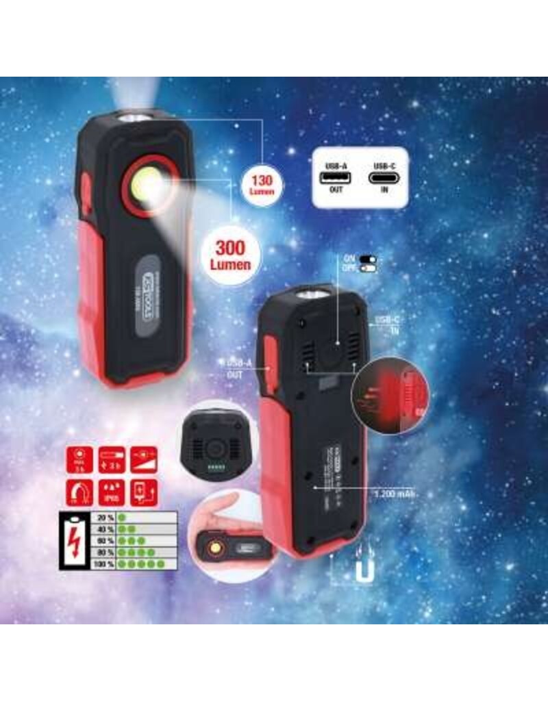 KS TOOLS Mobiele werkplaatslamp, knikbaar, 300 lumen - 150.4505