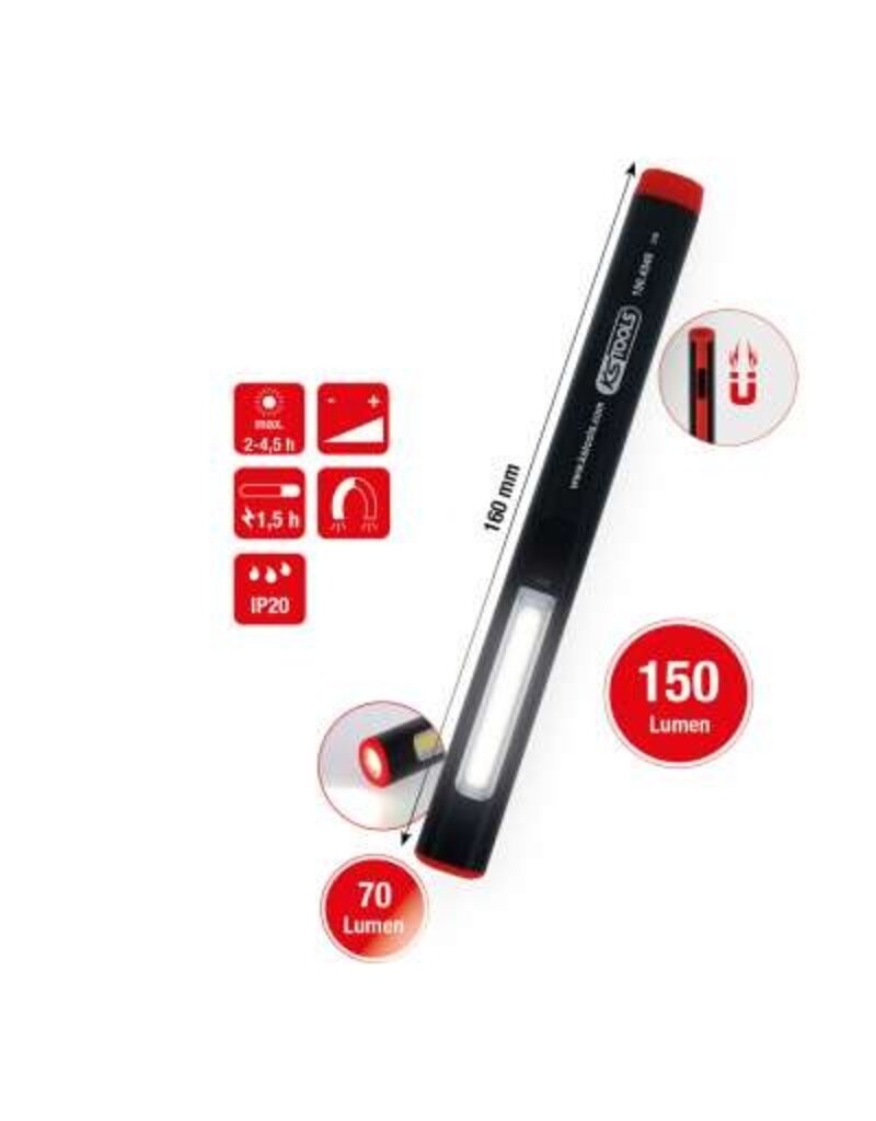 KS TOOLS UltimateBEAM aluminum LED penlight Li-Ion, 150 lumen - 150.4540